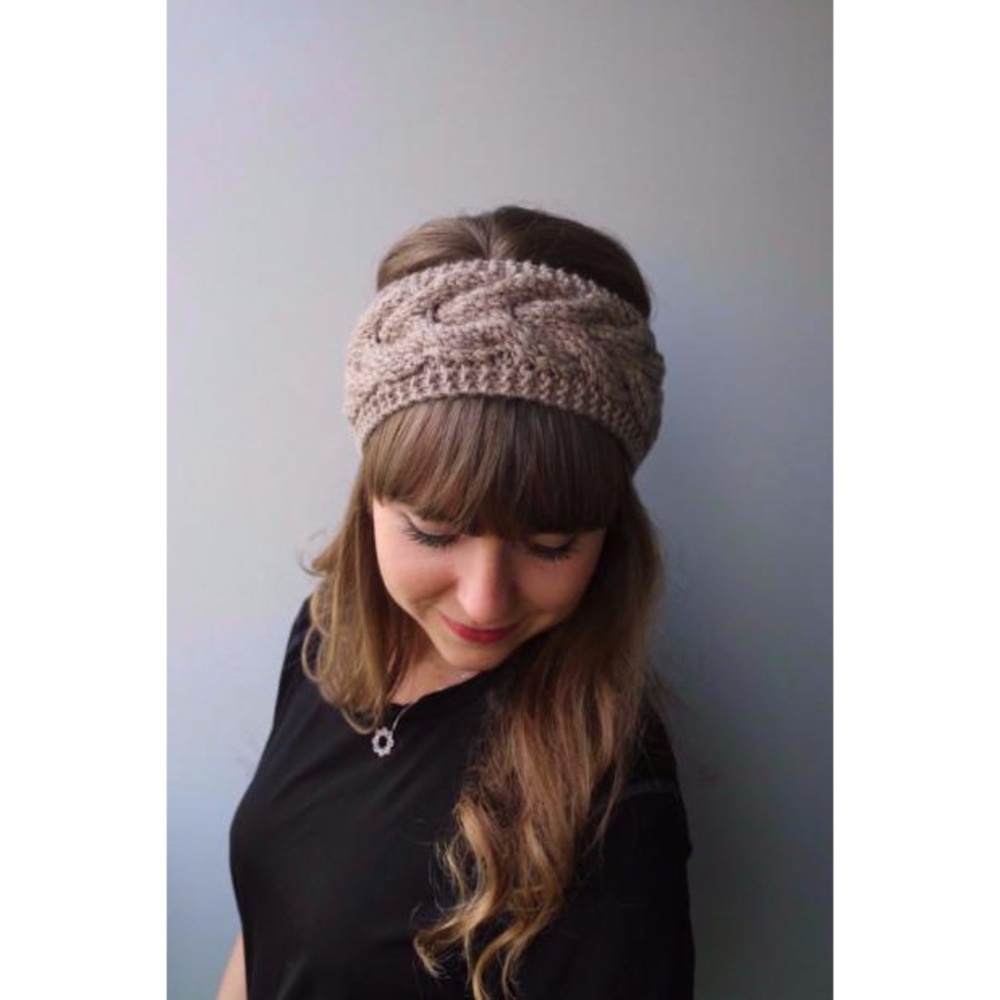 KNITTED TURBAN HEADBAND (KHAKI)